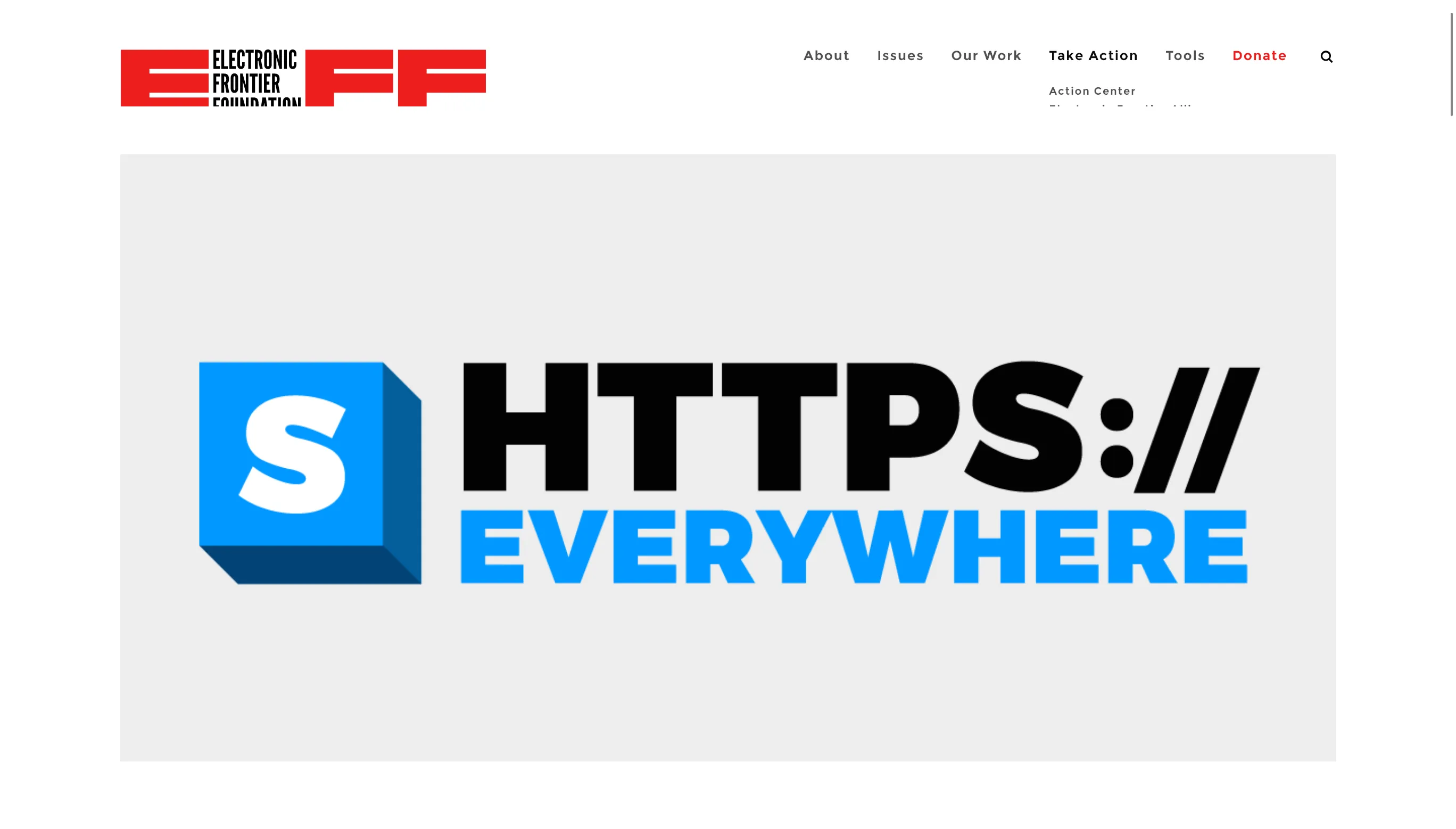 HTTPS Everywhereの公式サイトのスクリーンショット