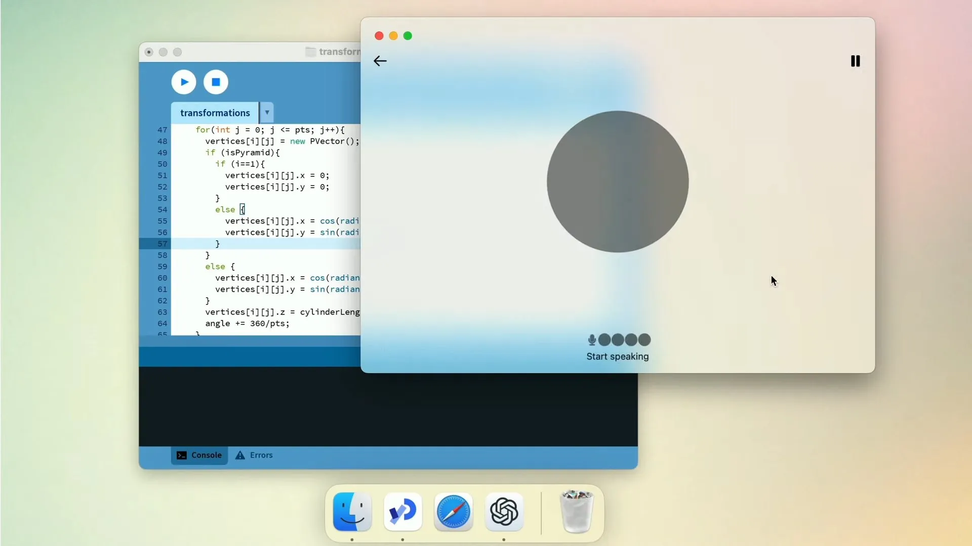macOSのChatGPTアプリのスクリーンショット