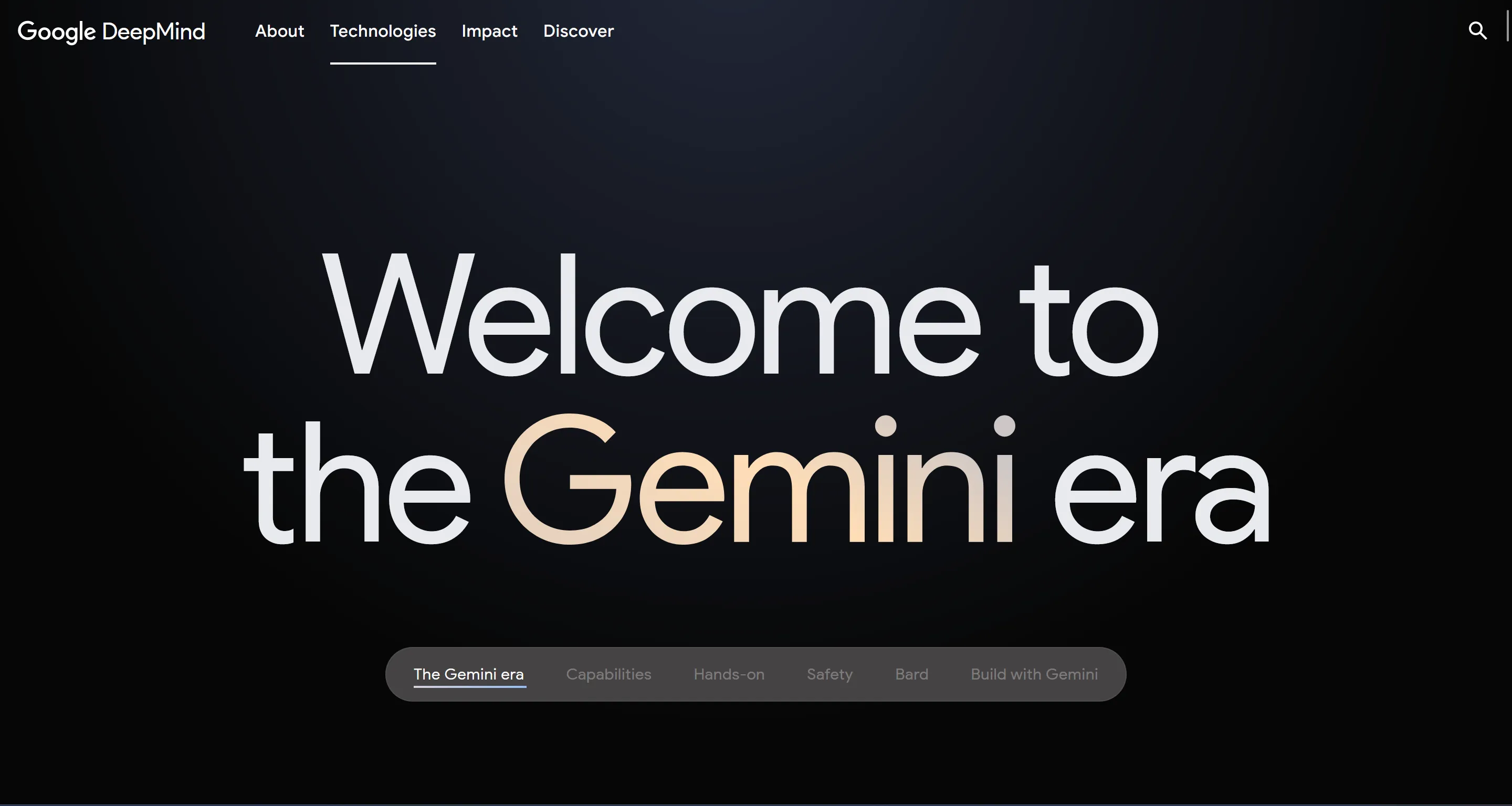 Geminiの公式サイトのスクリーンショット