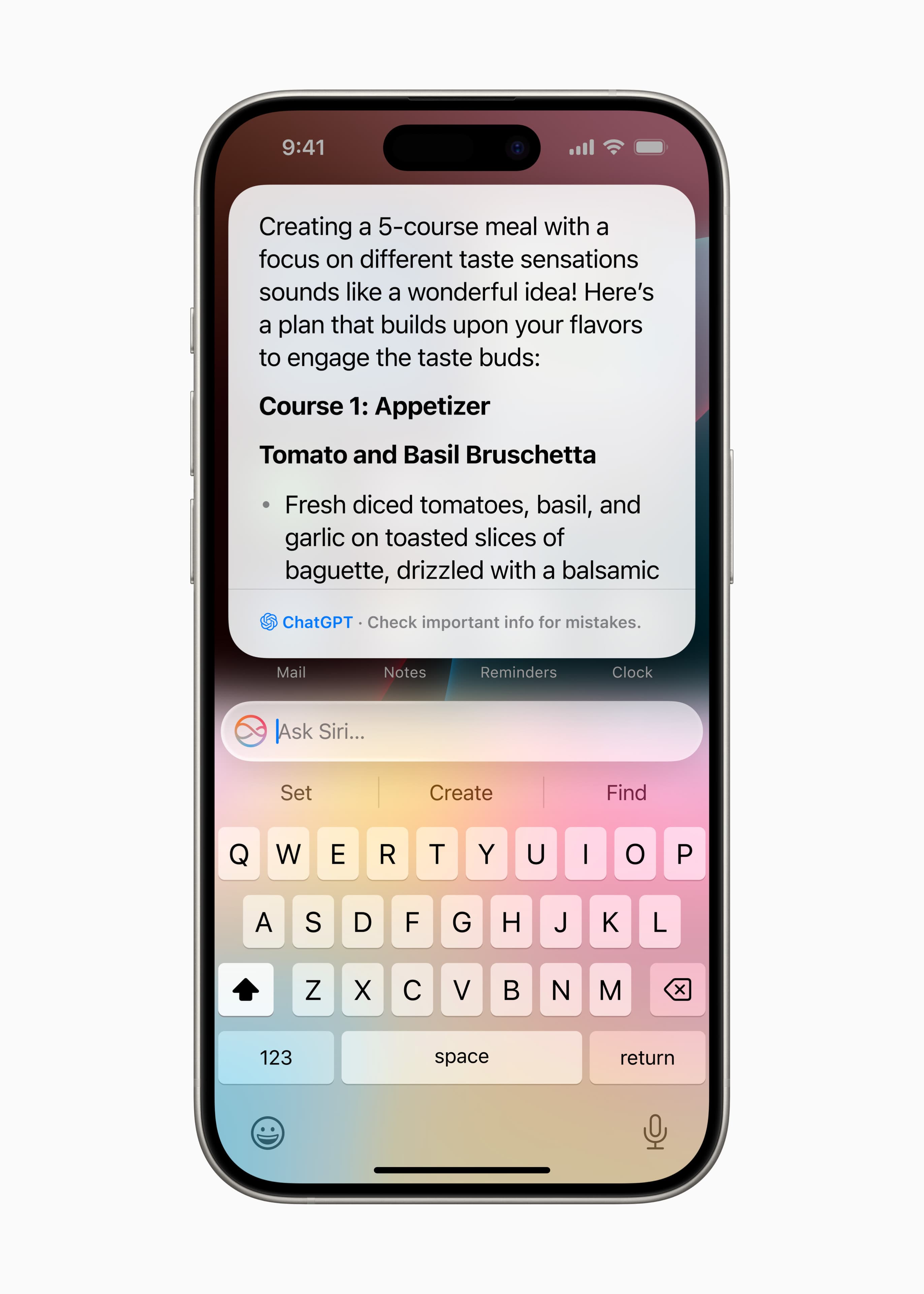 Siriがインターネットで検索した情報を要約して表示しているようす