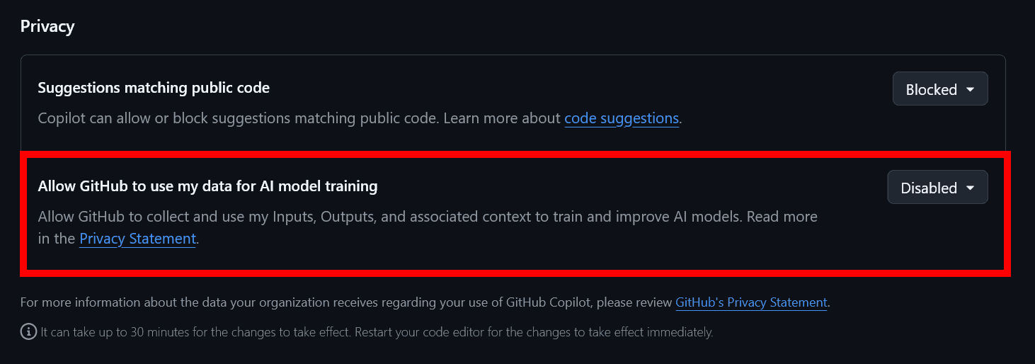 How to configure GitHub Copilot not to train on your code - Roboin Blog