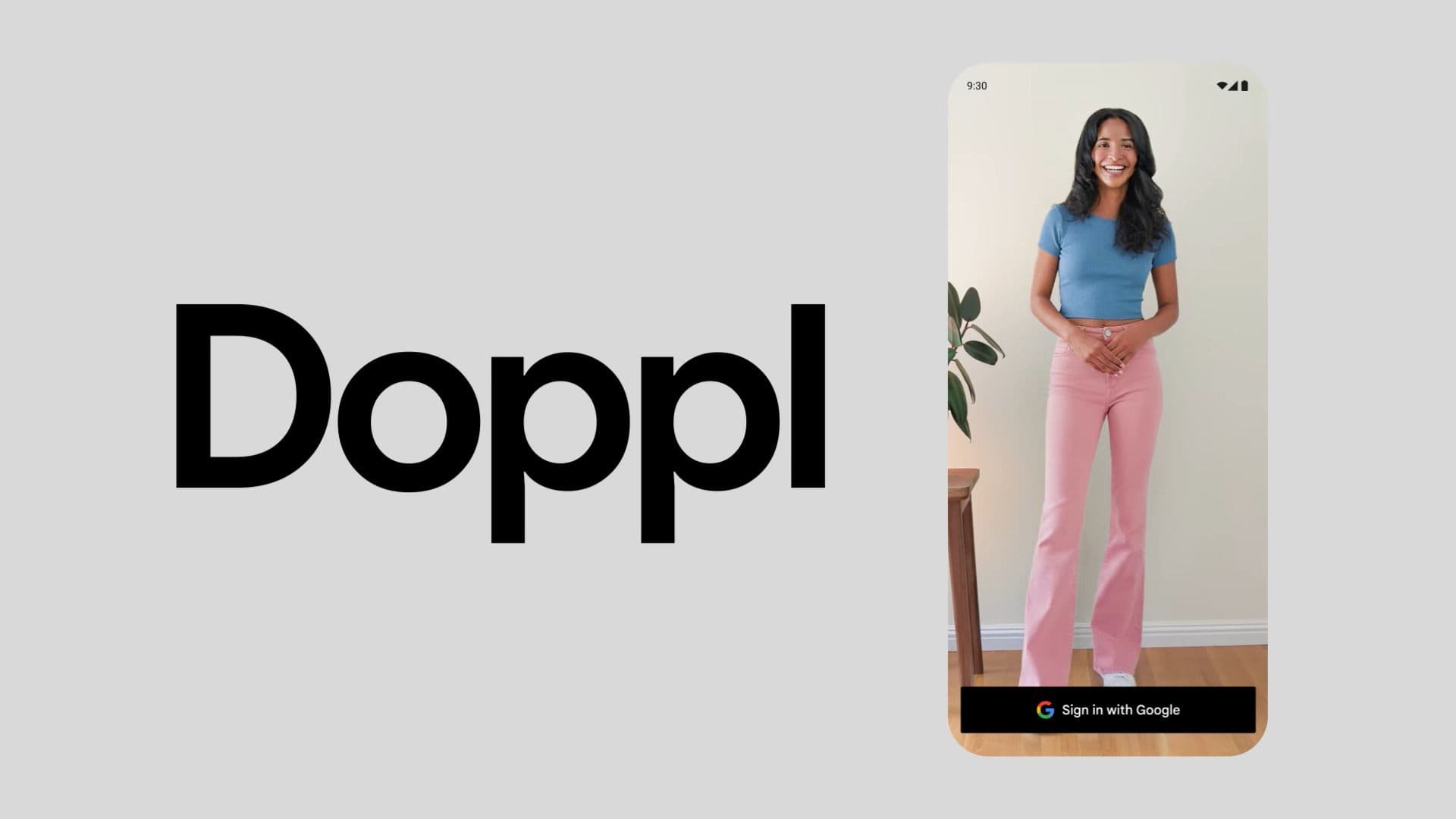 画面の左に「Doppl」というテキストが配置されており、右側にはアプリのスクリーンショットが表示されている画像