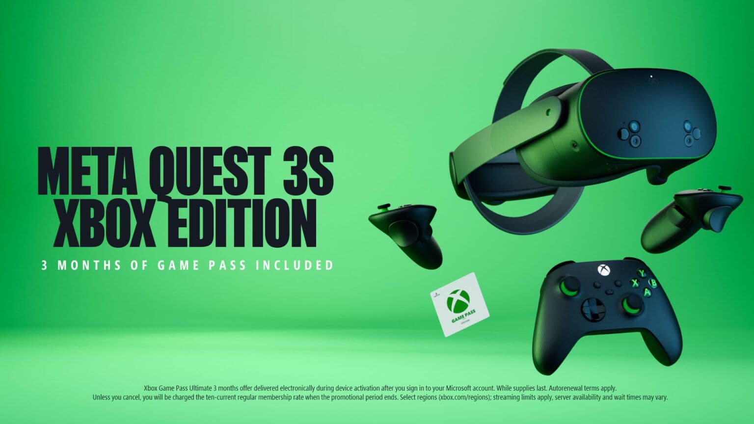 META QUEST 3S XBOX EDITION — 3 MONTHS OF GAME PASS INCLUDED