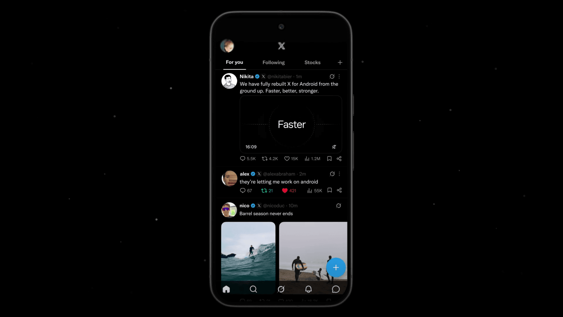 新しいAndroid版Xアプリのスクリーンショット