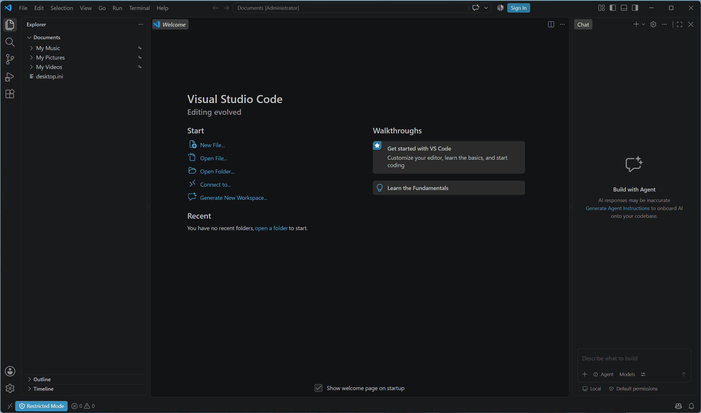 Screenshot of VS Code’s new UI design