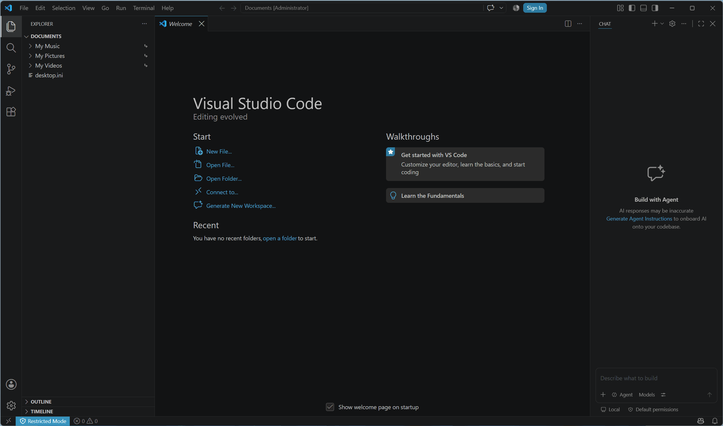 Screenshot of VS Code’s traditional UI design