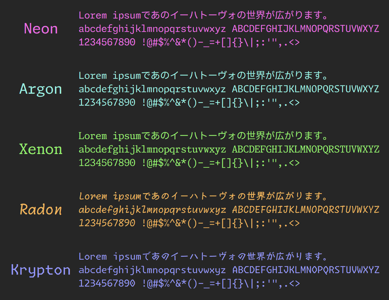 フォントのプレビュー画像