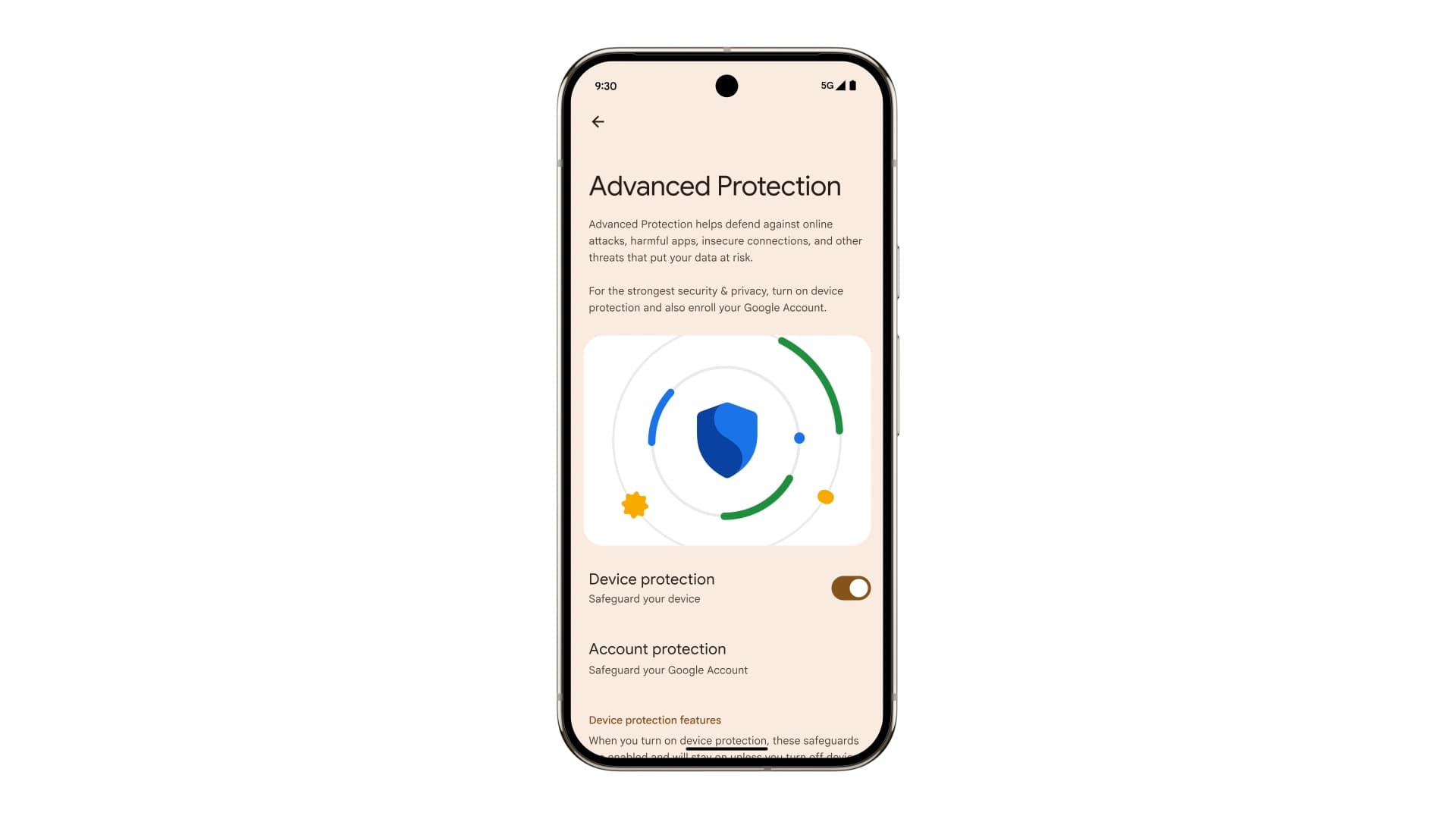 AndroidのAdvanced Protectionの設定画面のスクリーンショット