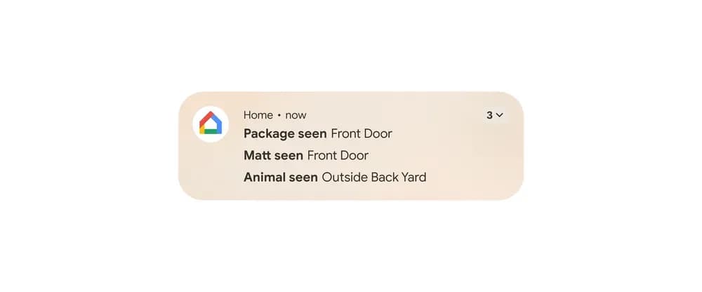 Google Homeアプリの通知がグループ化されているスクリーンショット