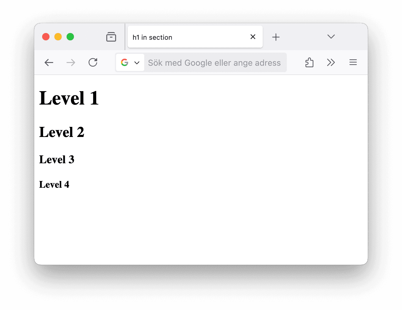 section要素でネストされた4つのh1要素の古いUAスタイル
