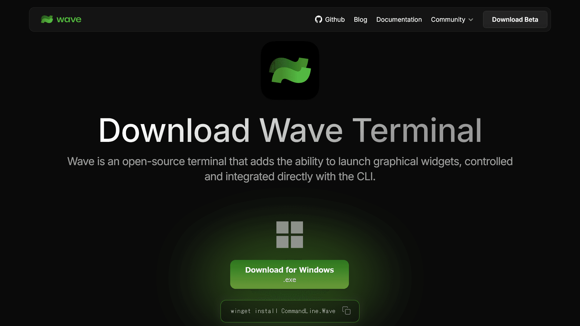 Wave Terminalのダウンロードページのスクリーンショット