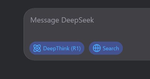 ［DeepThink（R1）］と［Search］をオンにしたようす