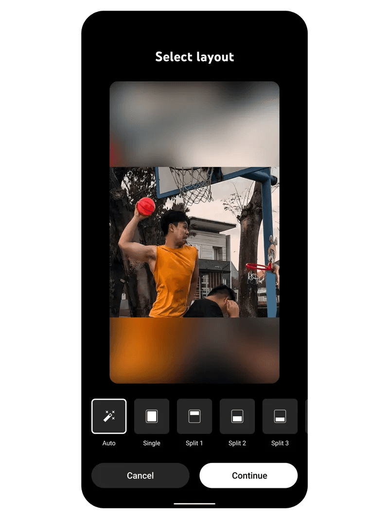 YouTubeショートの自動レイアウトツールのスクリーンショット