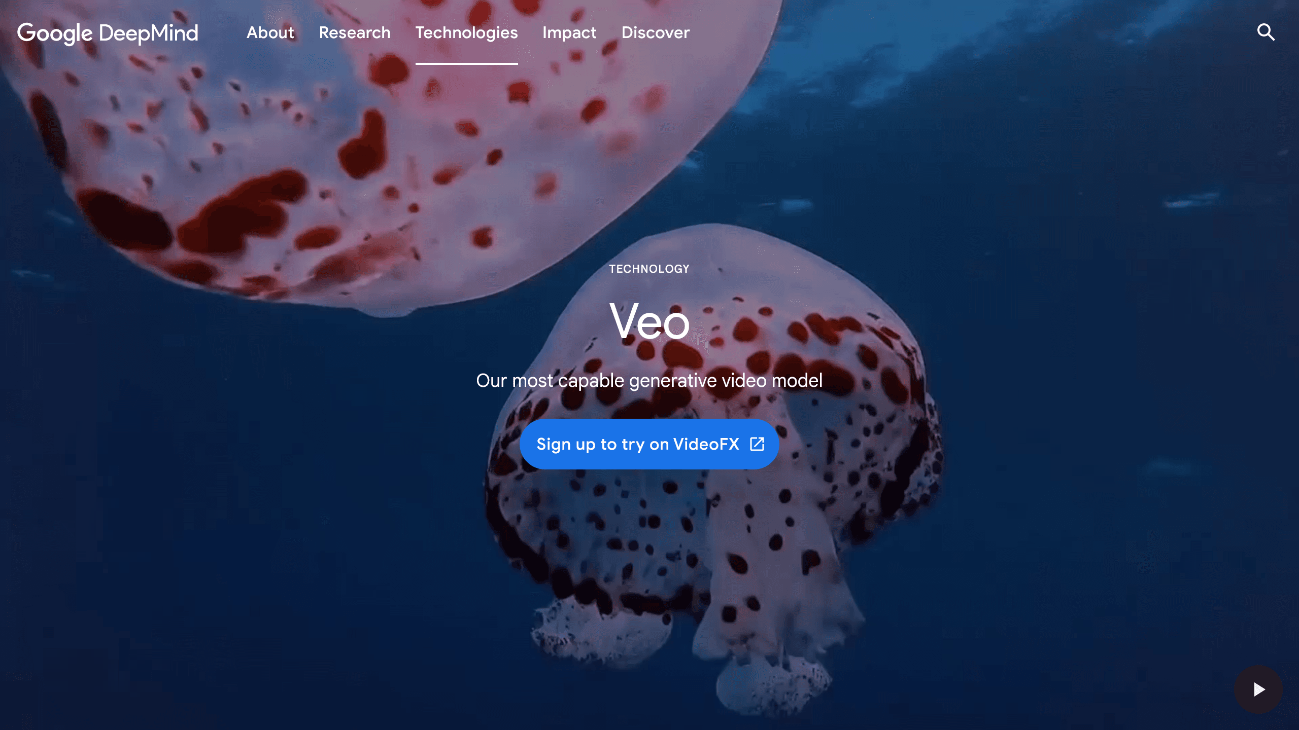 Veoの公式サイトのスクリーンショット
