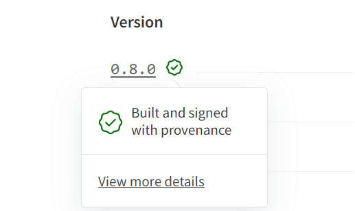 npmページに表示される、provenance statementsのバッジのスクリーンショット
