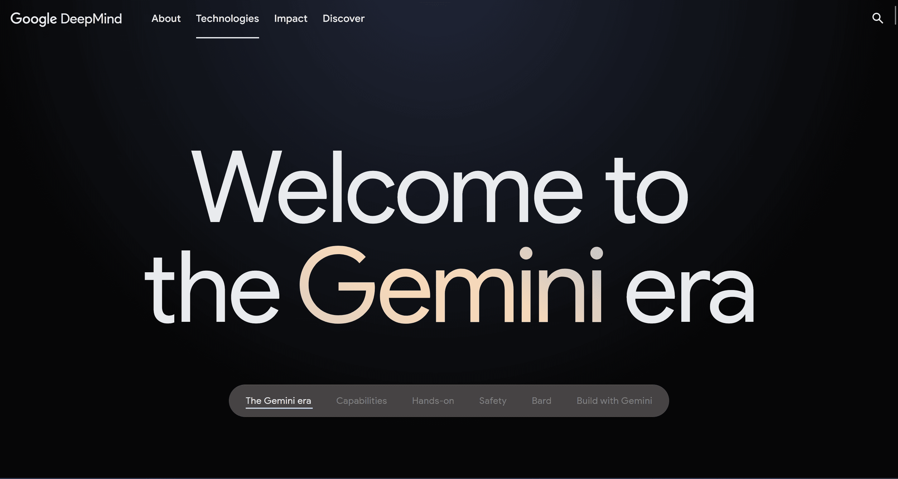 Geminiの公式サイトのスクリーンショット