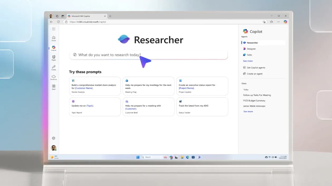 Researcherエージェントのスクリーンショット