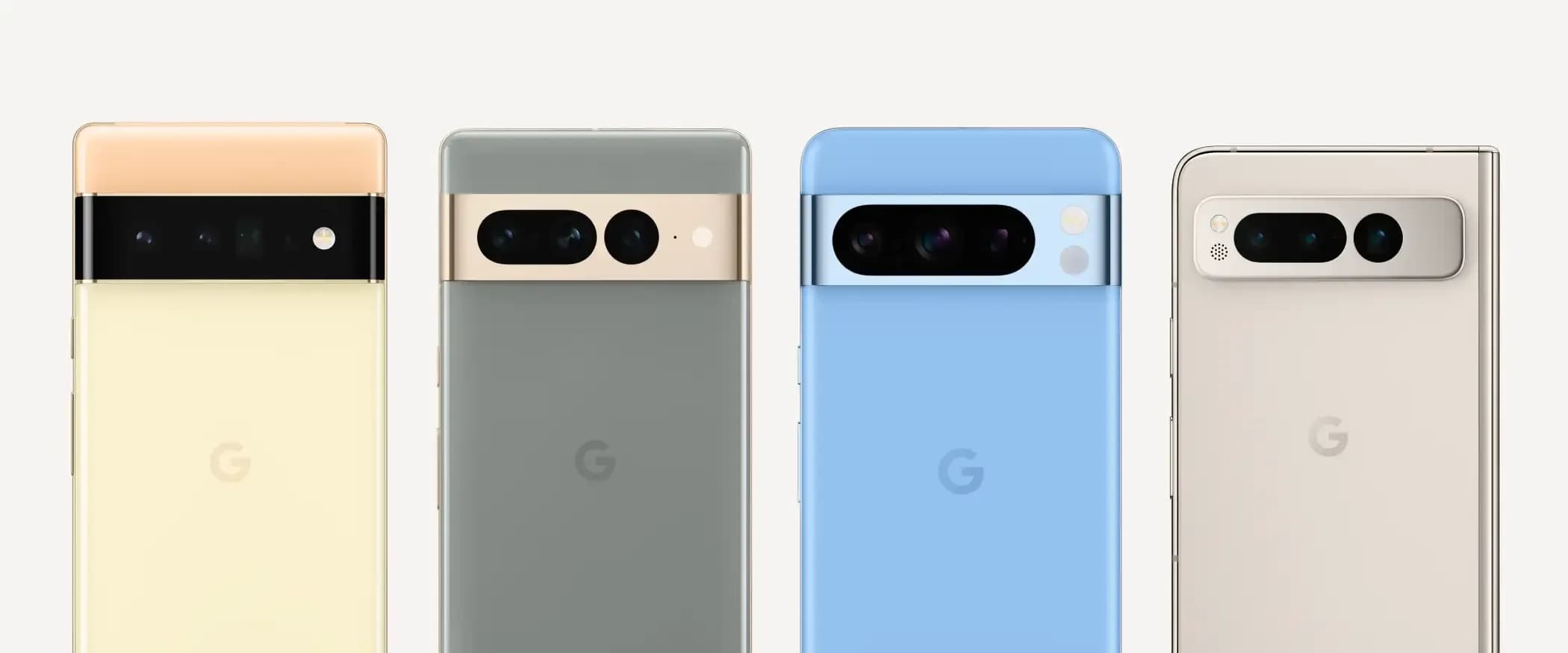 カメラバーを採用した歴代のGoogle Pixelが並んだ画像