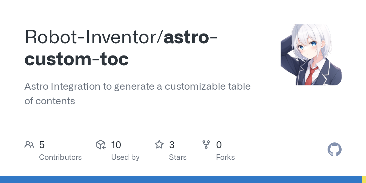 Astro Integration to generate a customizable table of contents - Robot-Inventor/astro-custom-toc